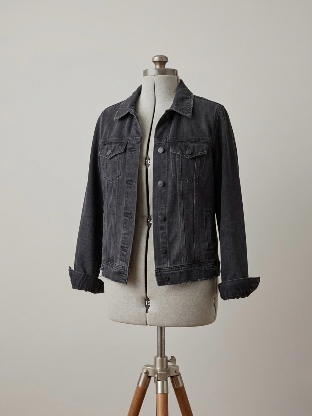 Distressed Black Denim Jacket